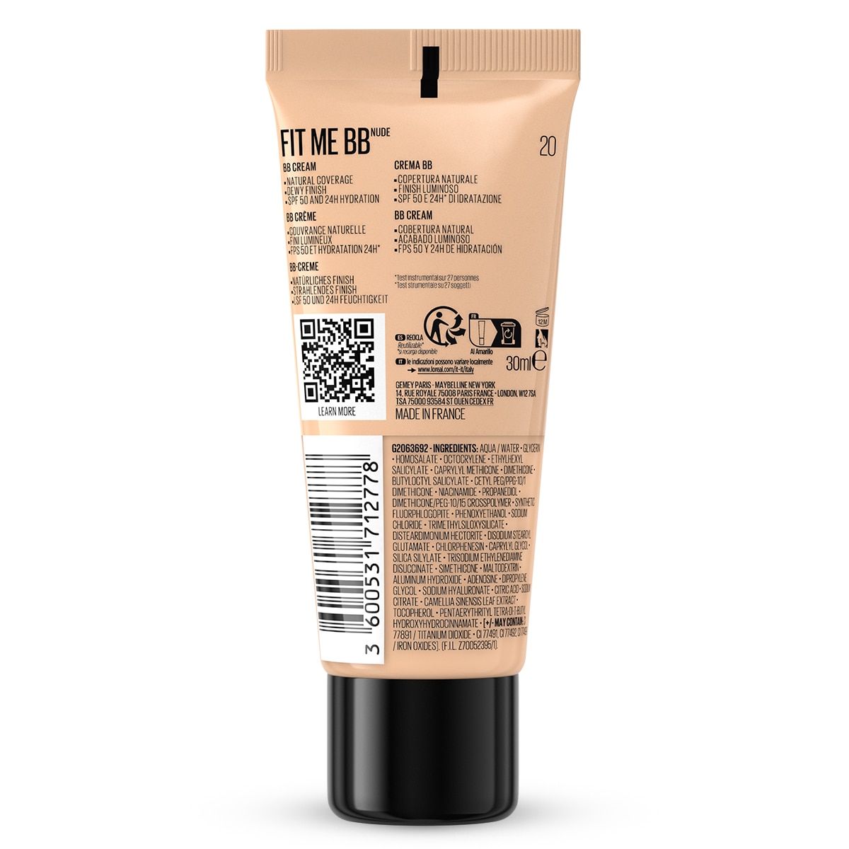  MAYBELLINE MAYBELLINE Maybelline New York Fit Me Nude Cilt Bakımı Etkili Nemlendirici SPF50 BB Krem 20  1 of 12 