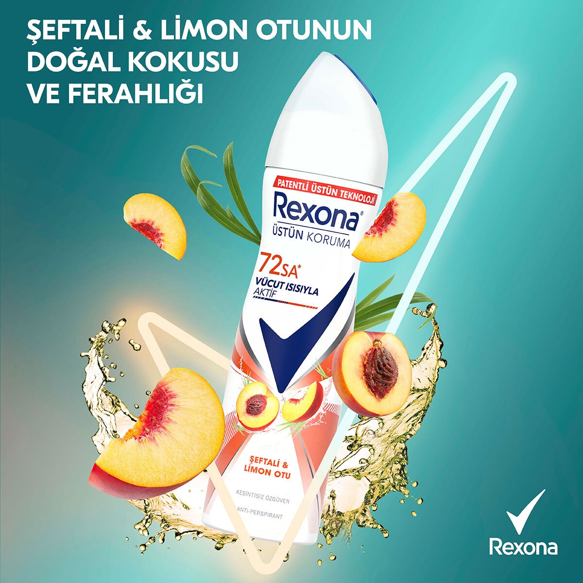  REXONA REXONA Rexona Kadın Sprey Deodorant Şeftali & Limon Otu 72 Saat Kesintisiz Üstün Koruma 150 ml  1 of 9 