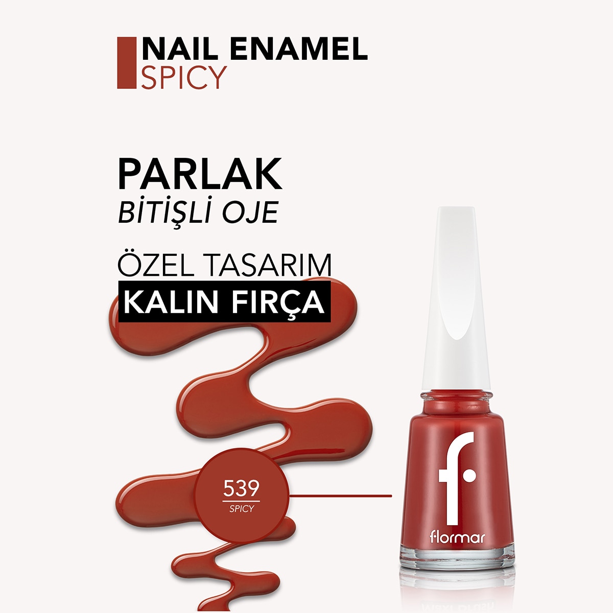  FLORMAR FLORMAR Flormar Nail Enamel Yoğun Pigmentli Parlak Oje No: 539  1 of 5 