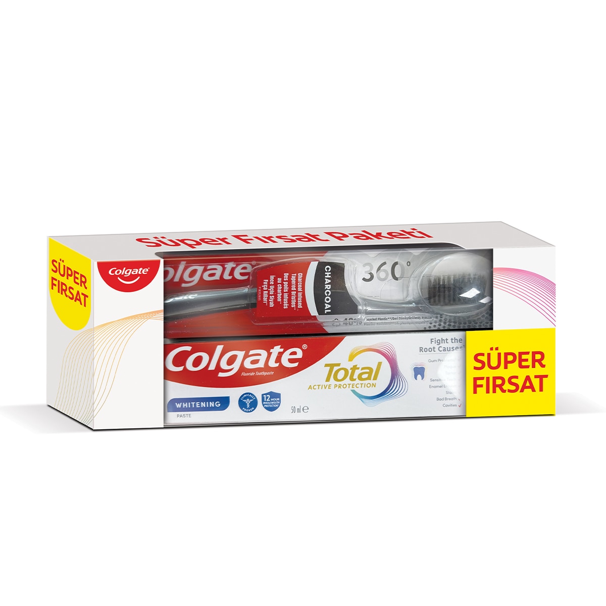 COLGATE EXC. COLGATE EXC. Colgate Total Beyazlatıcı Diş Macunu 50 ml + 360 Black Fırça 1 of 1
