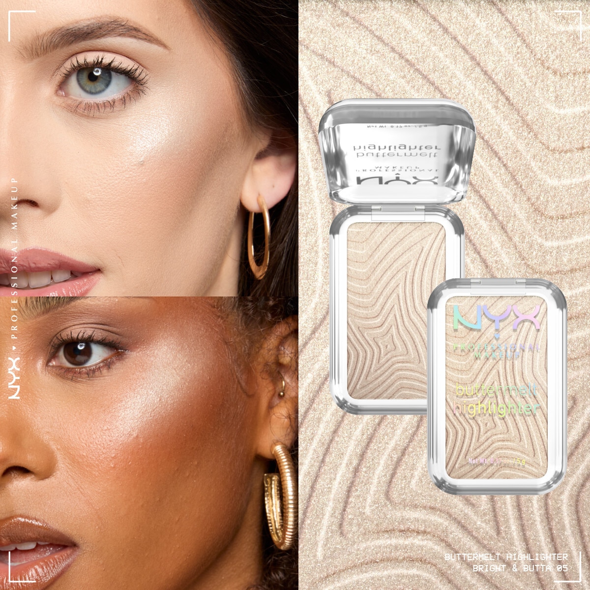  NYX NYX Nyx Professional Makeup Buttermelt Highlighter Kremsi Pudra Aydınlatıcı 05 Bright And Butta  1 of 8 