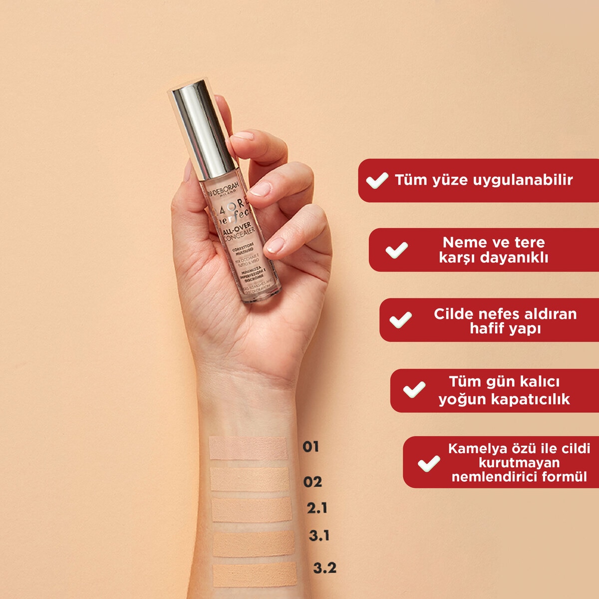 DEBORAH DEBORAH Deborah Milano 24Ore All Over Kapatıcı Waterproof 3.2 Vanilla 1 of 2