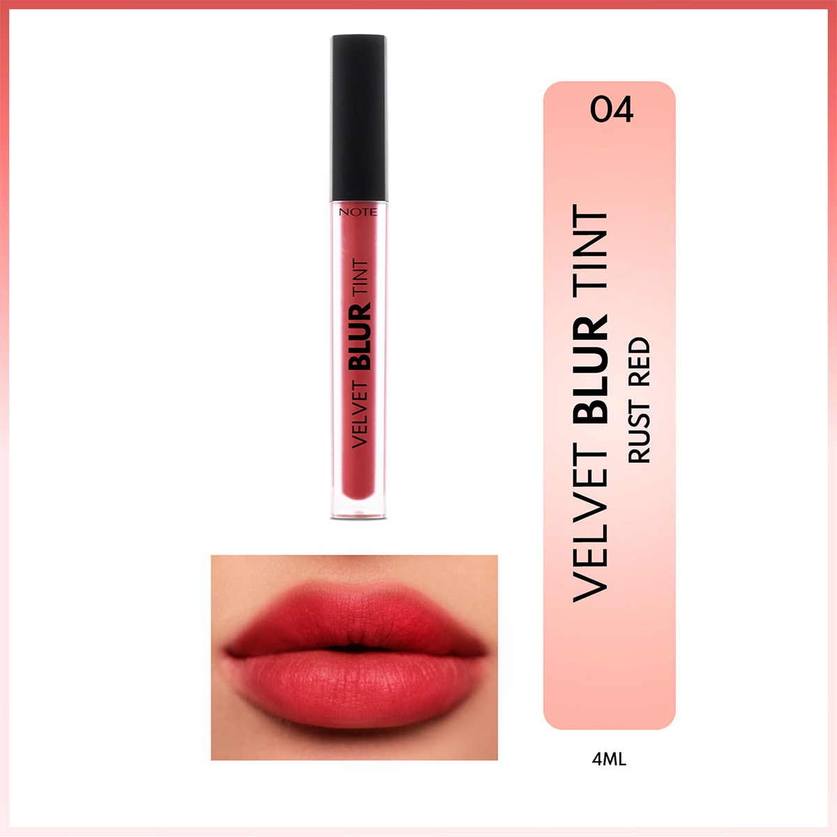  NOTE NOTE Note Velvet Blur Tint Kadife Bitişli Nemlendirici Mat Ruj 04 Rust Red  Note Velvet Blur Tint Kadife Bitişli Nemlendirici Mat Ruj 04 Rust Red