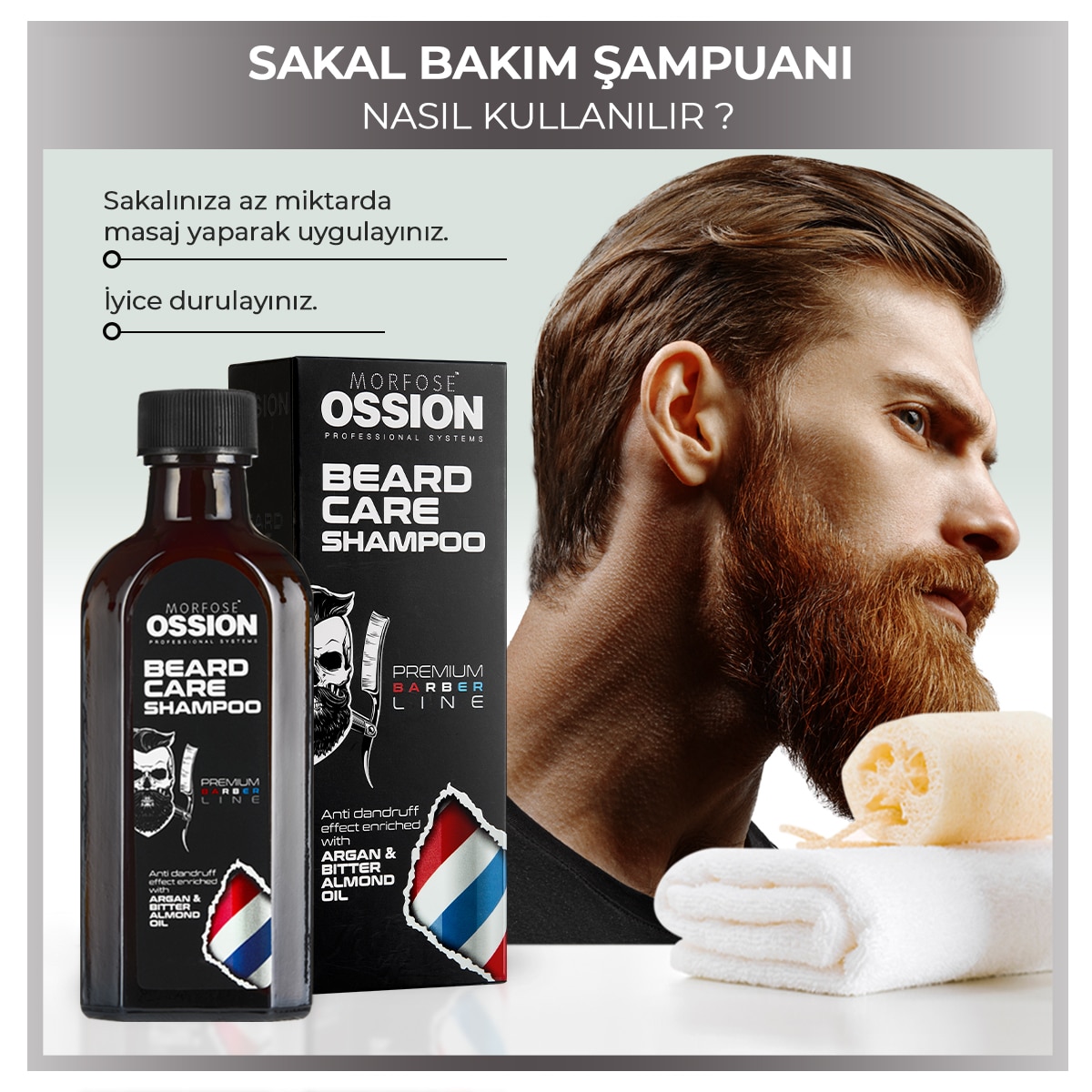  MORFOSE EXC. MORFOSE Morfose Ossion Premium Barber Line Sakal Şampuanı 100 ml  1 of 3 