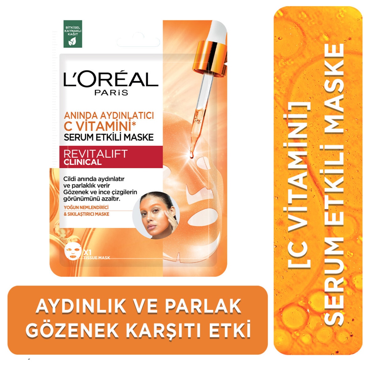 LOREAL PARIS LOREAL PARIS L'Oreal Paris Revitalift Clinical Anında Aydınlatıcı C Vitamini Serum Etkili Maske 