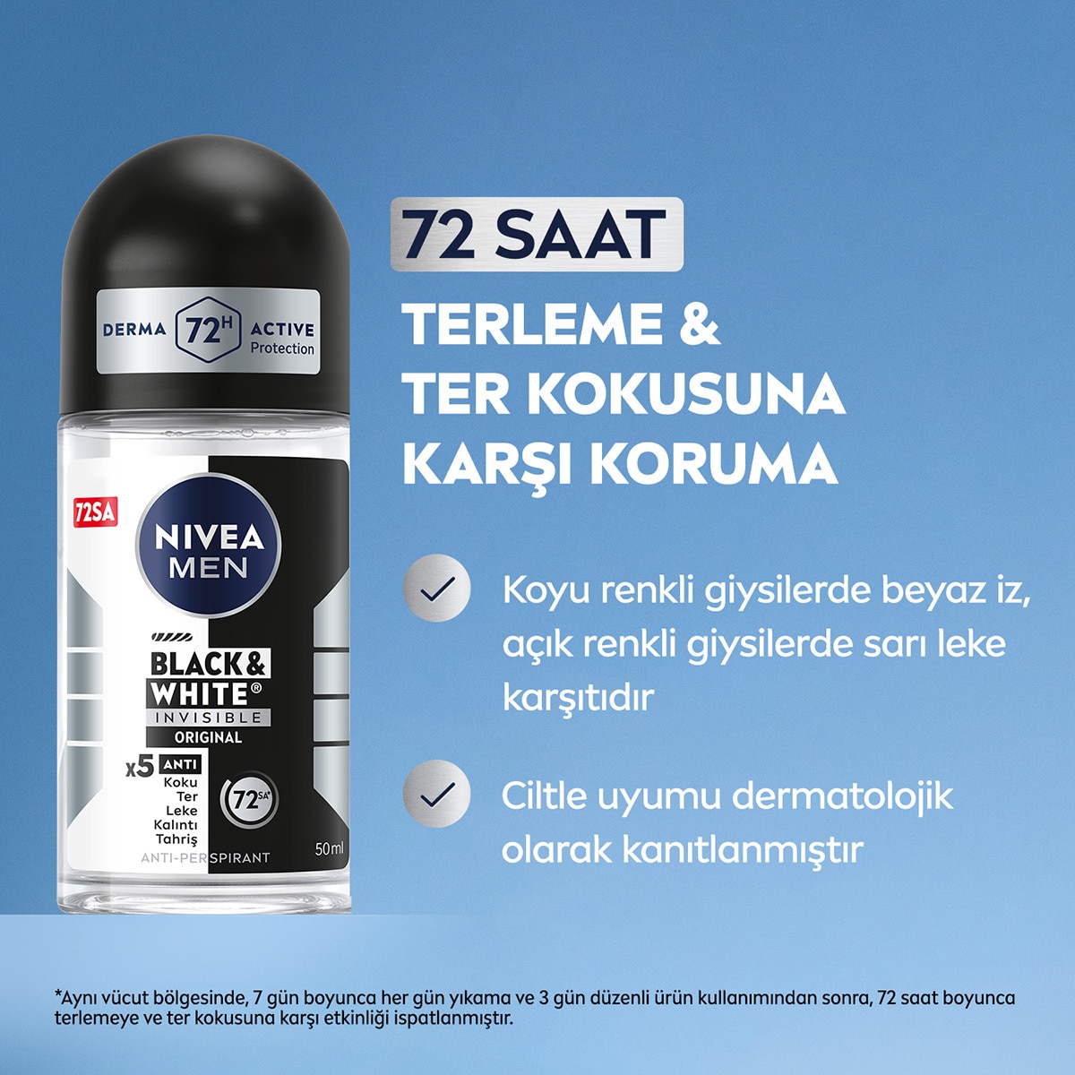 NIVEA DEO NIVEA DEO Nivea Men Erkek Roll-On Deodorant Black & White Invisible Original 50 ml 1 of 6