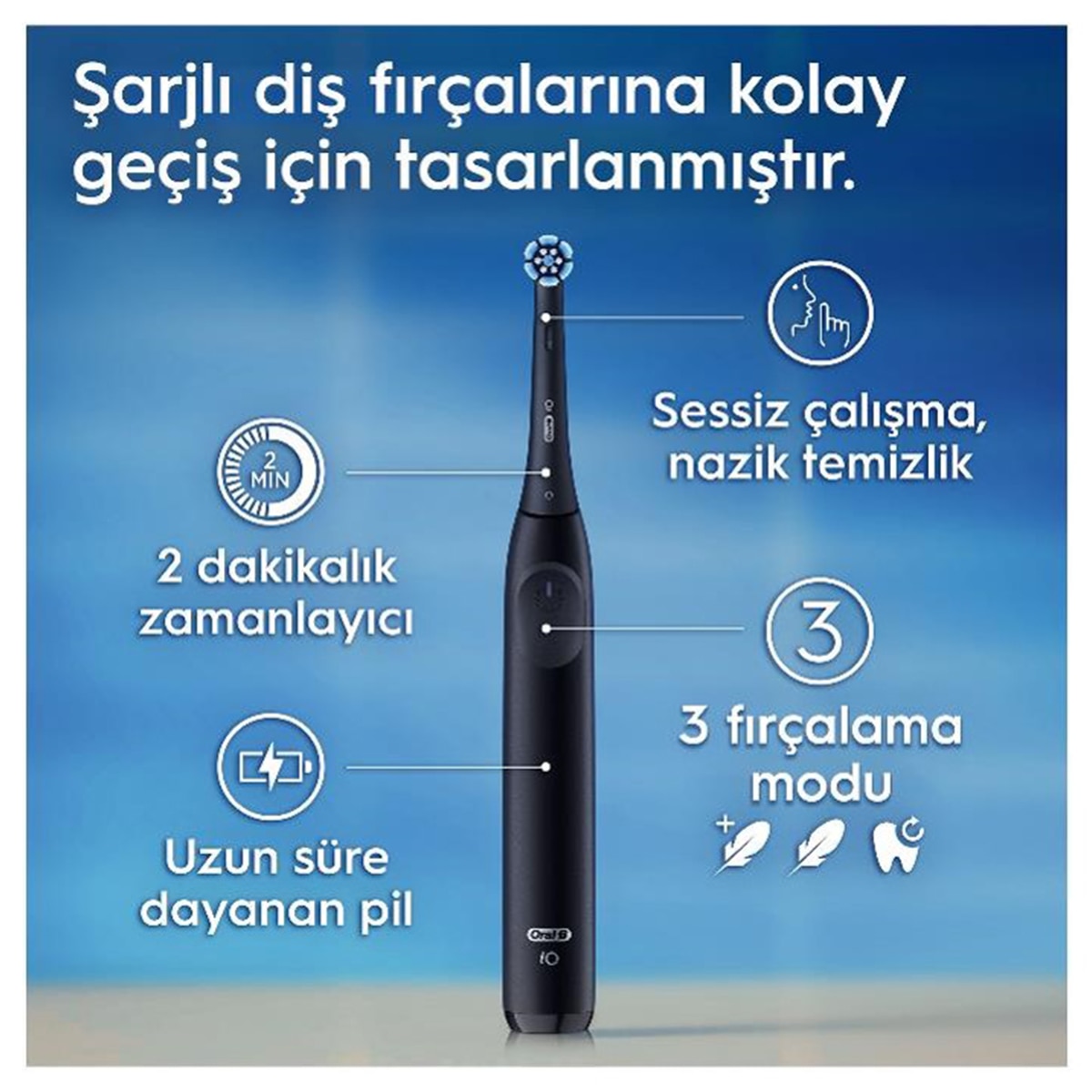  ORAL-B ORAL-B Oral-B iO2 Gece Siyahı Şarjlı Diş Fırçası 1 Diş Fırçası Başlığı 1 Seyahat Kutusu  1 of 6 