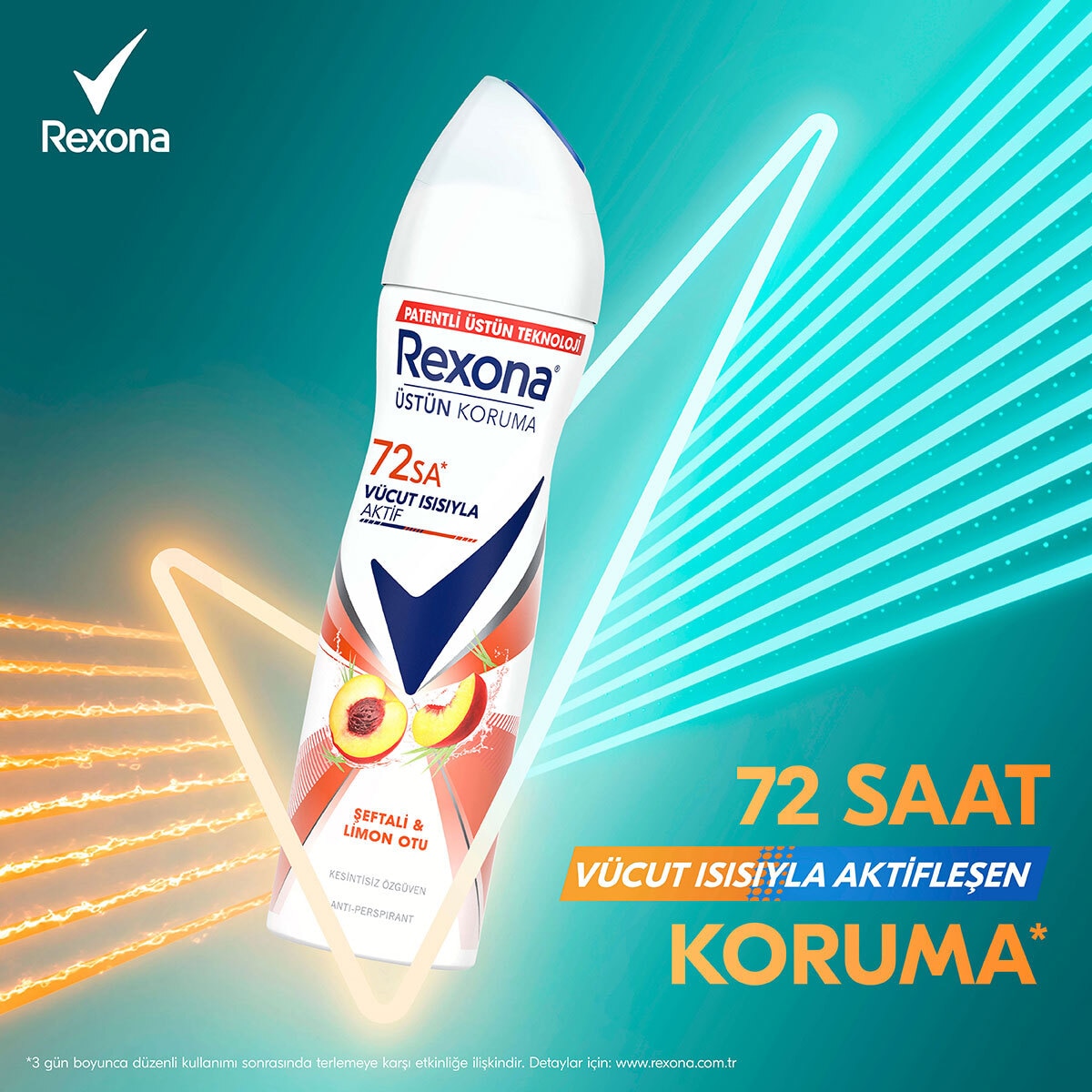  REXONA REXONA Rexona Kadın Sprey Deodorant Şeftali & Limon Otu 72 Saat Kesintisiz Üstün Koruma 150 ml  1 of 9 
