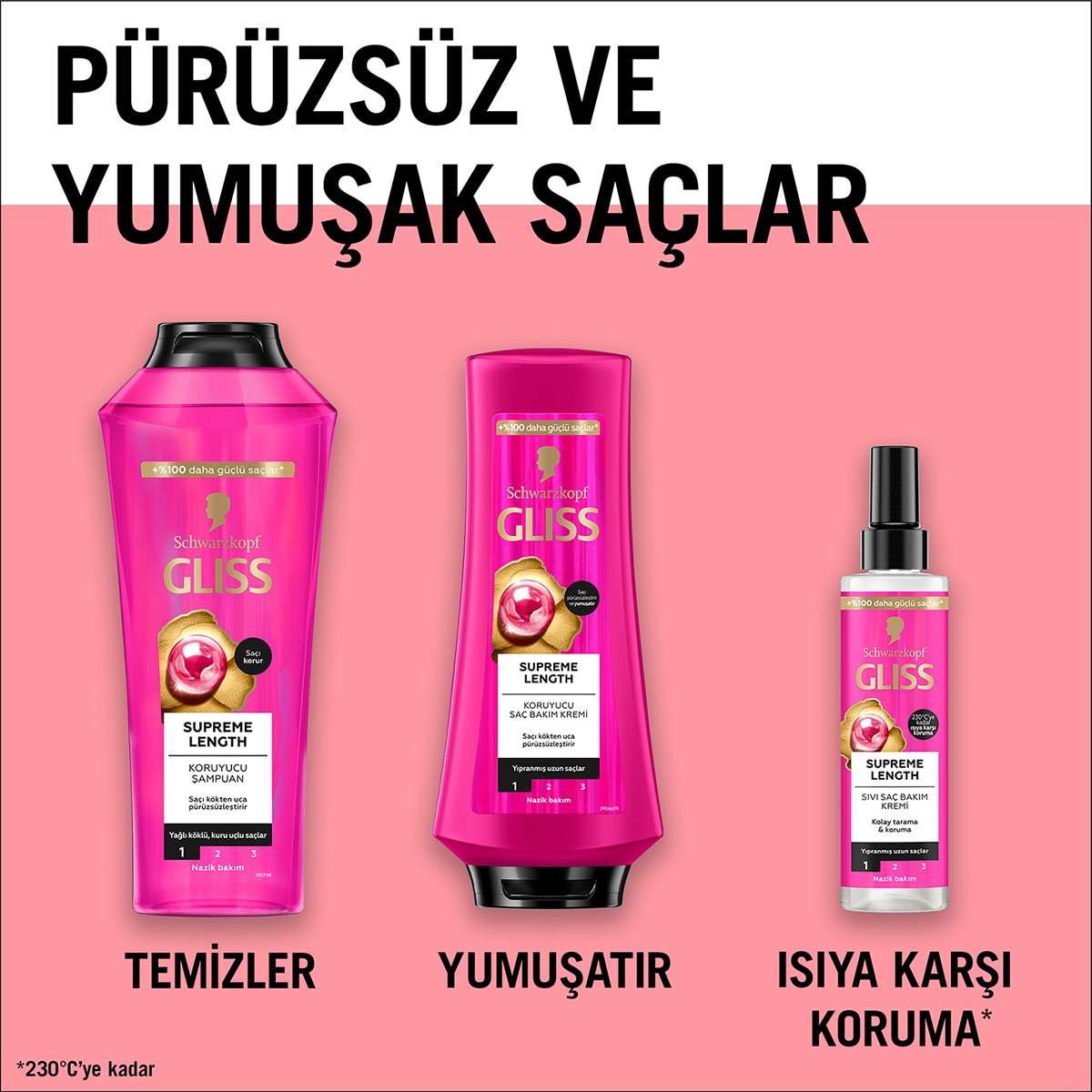 GLISS GLISS Gliss Supreme Length Sıvı Saç Bakım Kremi Biotin Kompleksi ve Şakayık Çiçeği Özü ile 200 ml 1 of 7