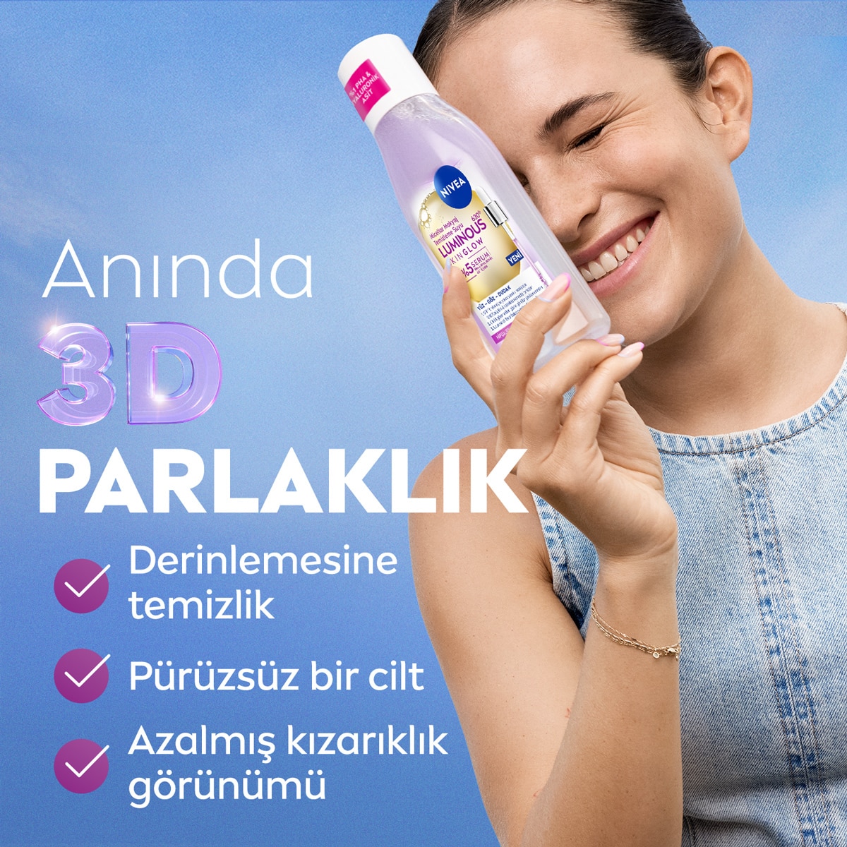  NIVEA VISAGE NIVEA VISAGE Nivea Luminous630 Skin Glow Parlaklık Etkili Serum İçerikli Micellar Makyaj Temizleme Suyu 400 ml  1 of 8 