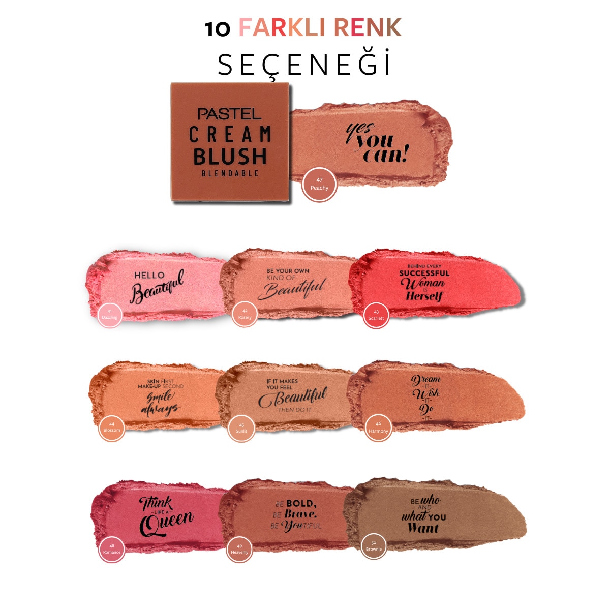 PASTEL PASTEL Pastel Cream Blush Krem Allık 47 Peachy  1 of 7 