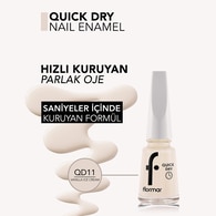  FLORMAR FLORMAR Flormar Quick Dry Hızlı Kuruyan İnce Yapılı & Parlak Bitişli Oje No: QD 11 Vanilla Ice Cream  1 of 4 