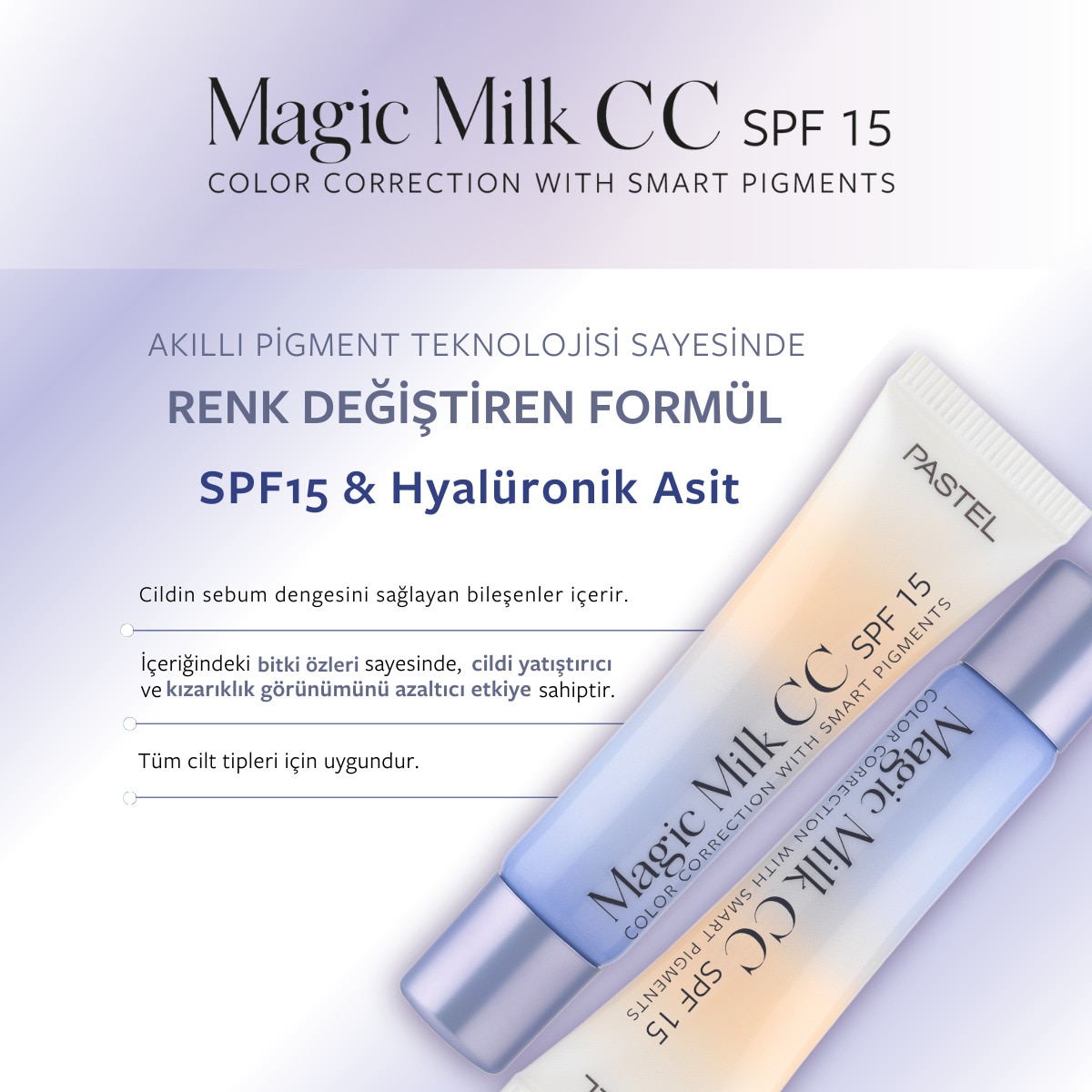  PASTEL PASTEL Pastel Make Up To Skin Care Magic Milk Cilt Tonu Eşitleyici SPF 15 CC Krem 50 Light Medium  1 of 9 