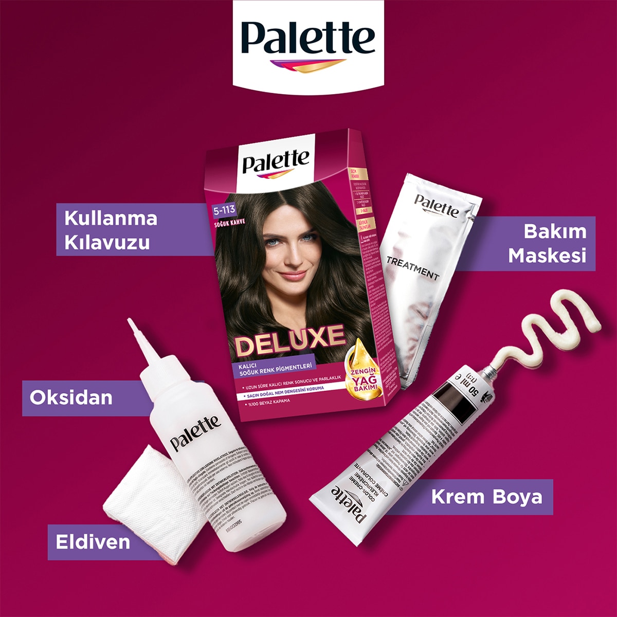 PALETTE PALETTE Palette Deluxe Saç Boyası 5-1 Soğuk Kahve 1 of 11