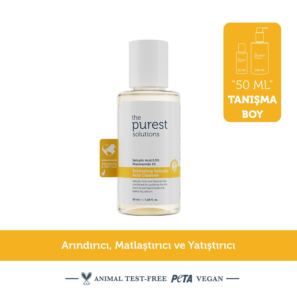 THE PUREST SOLUTIONS THE PUREST SOLUTIONS The Purest Solutions Salisilik Asit Temizleyici Jel Seyahat Boy 50 ml 1 of 6