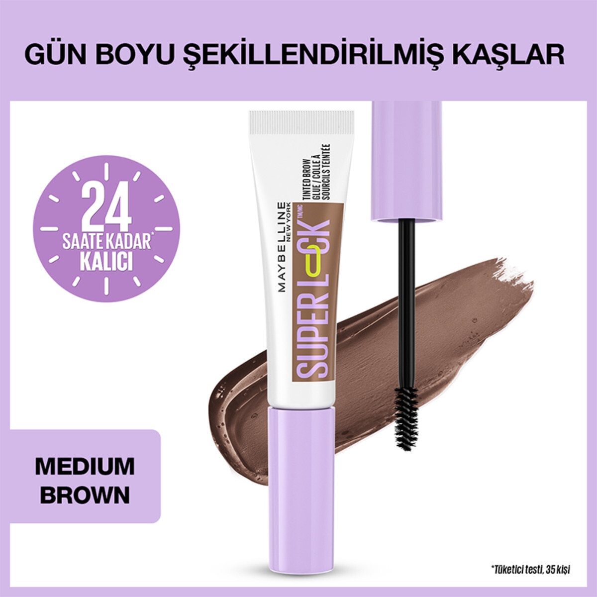 MAYBELLINE MAYBELLINE Maybelline New York Super Lock Brow Glue Kaş Sabitleyici Maskara Medium Brown 1 of 1 Maybelline New York Super Lock Brow Glue Kaş Sabitleyici Maskara Medium Brown