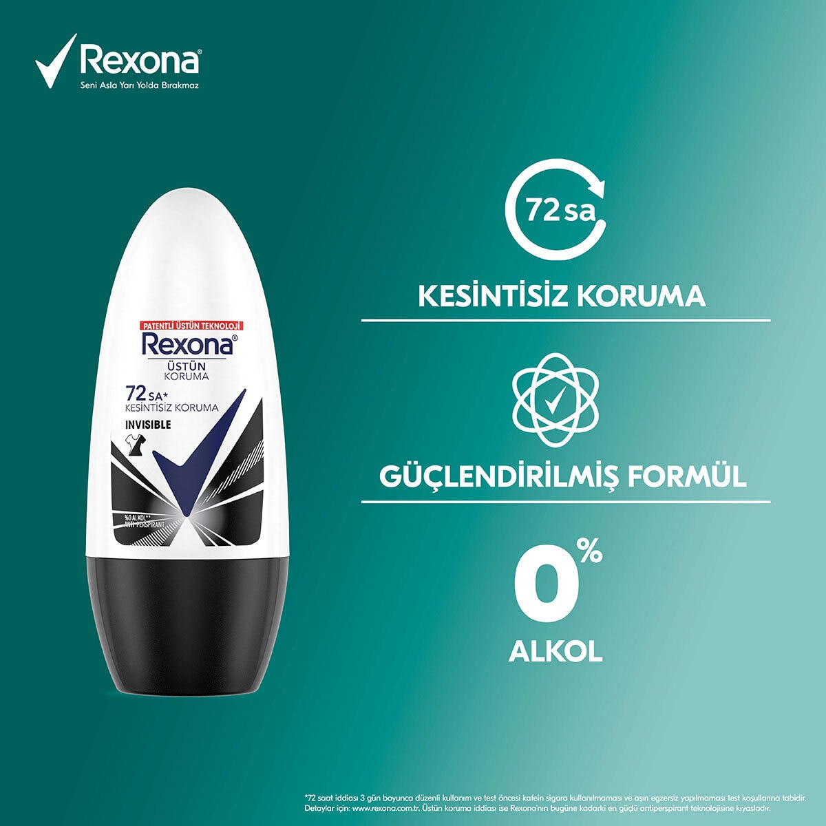  REXONA REXONA Rexona Üstün Koruma Kadın Roll On Deodorant Invisible 72 Saat Kesintisiz Koruma 50 ml  1 of 8 