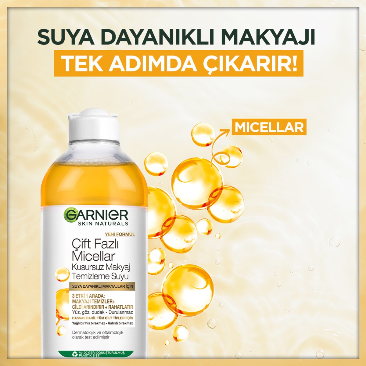  GARNIER GARNIER Garnier Çift Fazlı Micellar Kusursuz Makyaj Temizleme Suyu 400 ml  1 of 5 