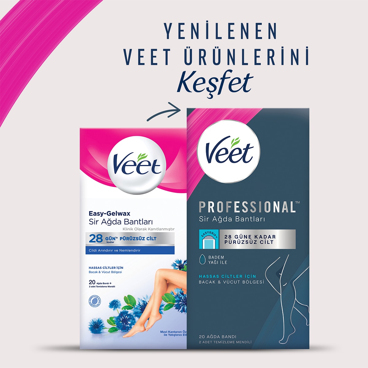 VEET VEET Veet Ağda Bandı 20'li Hassas Ciltler İçin 1 of 8