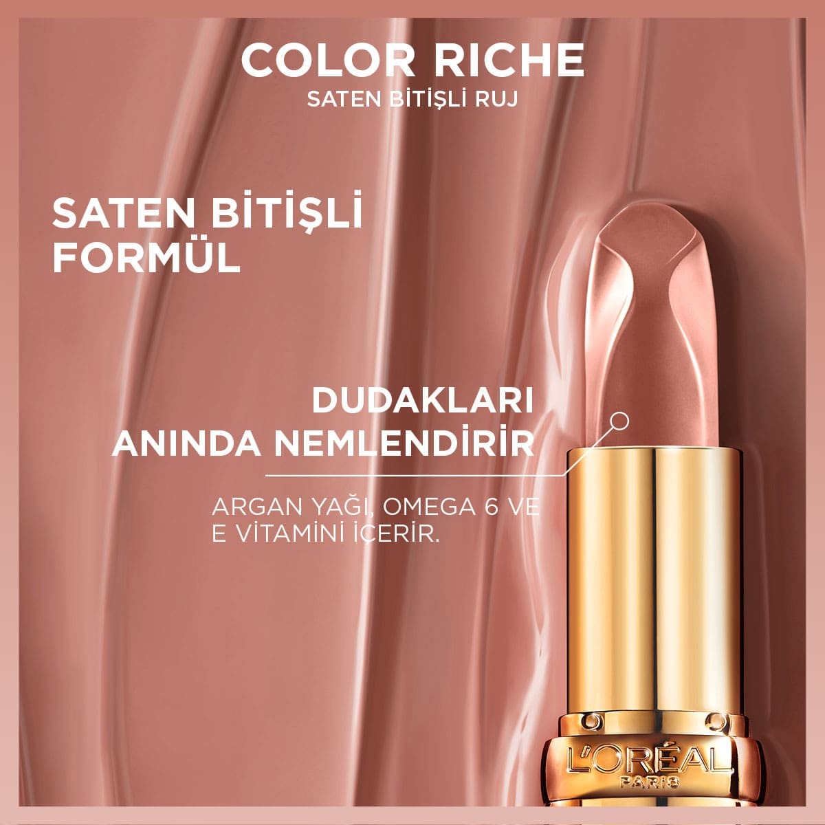 LOREAL PARIS LOREAL PARIS L'Oreal Paris Color Riche Saten Bitişli Ruj 601 Worth It 1 of 7