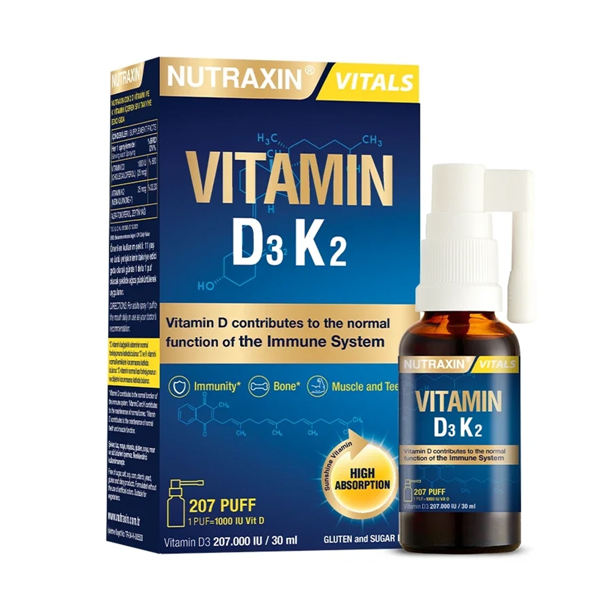 NUTRAXIN NUTRAXIN Nutraxin Vitamin D3K2 Sprey 30 ml 1 of 1