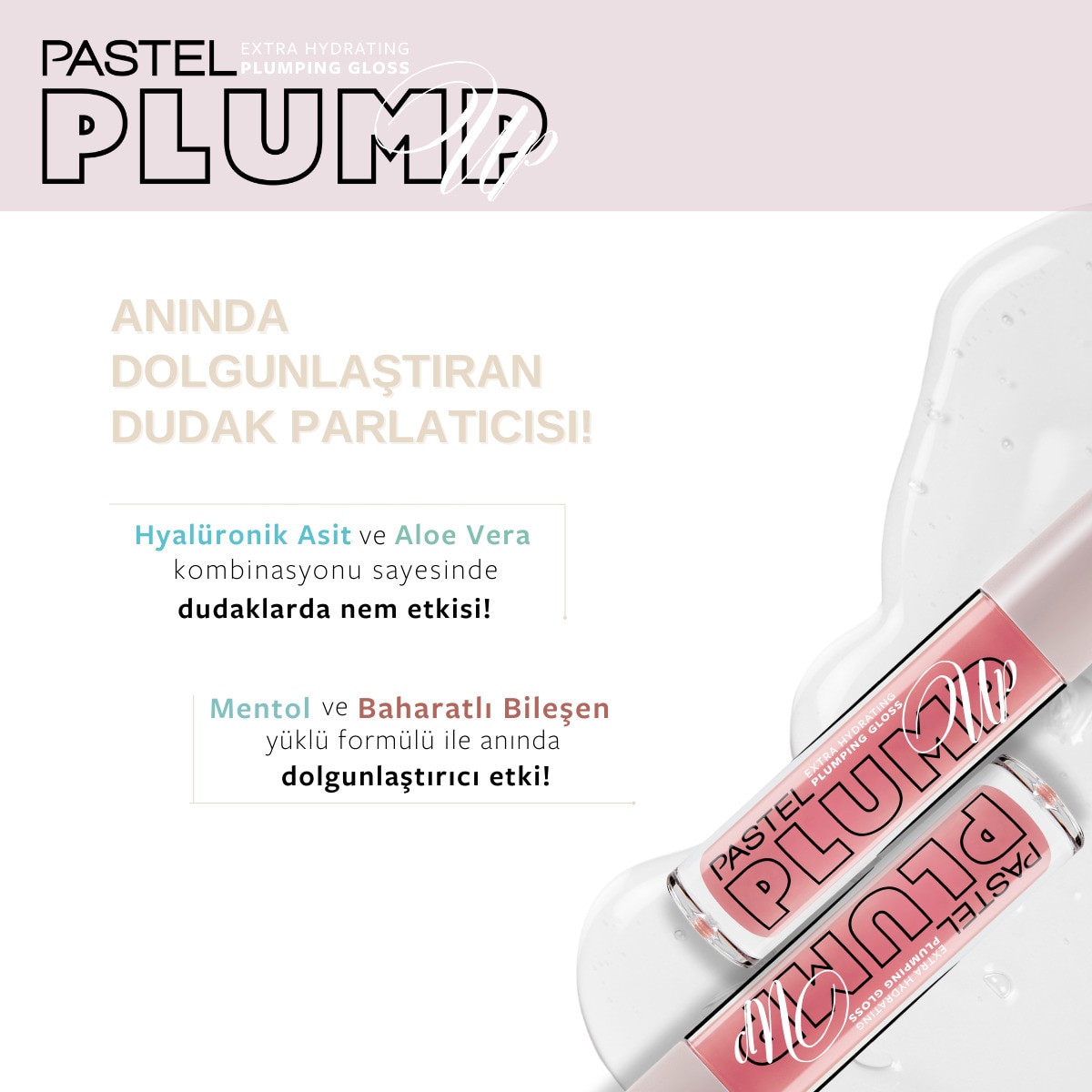  PASTEL PASTEL Pastel Plump Up Extra Hydrating Plumping Gloss Dolgunlaştıran Dudak Parlatıcısı 203 Cotton Candy  1 of 10 
