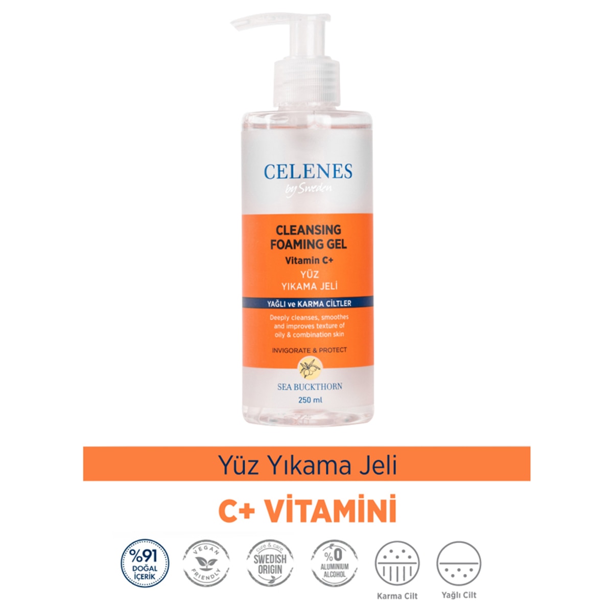  CELENES CELENES Celenes Sea BuckThorn Yüz Yıkama Jeli Yağlı ve Karma Ciltler 250 ml  1 of 1 Celenes Sea BuckThorn Yüz Yıkama Jeli Yağlı ve Karma Ciltler 250 ml
