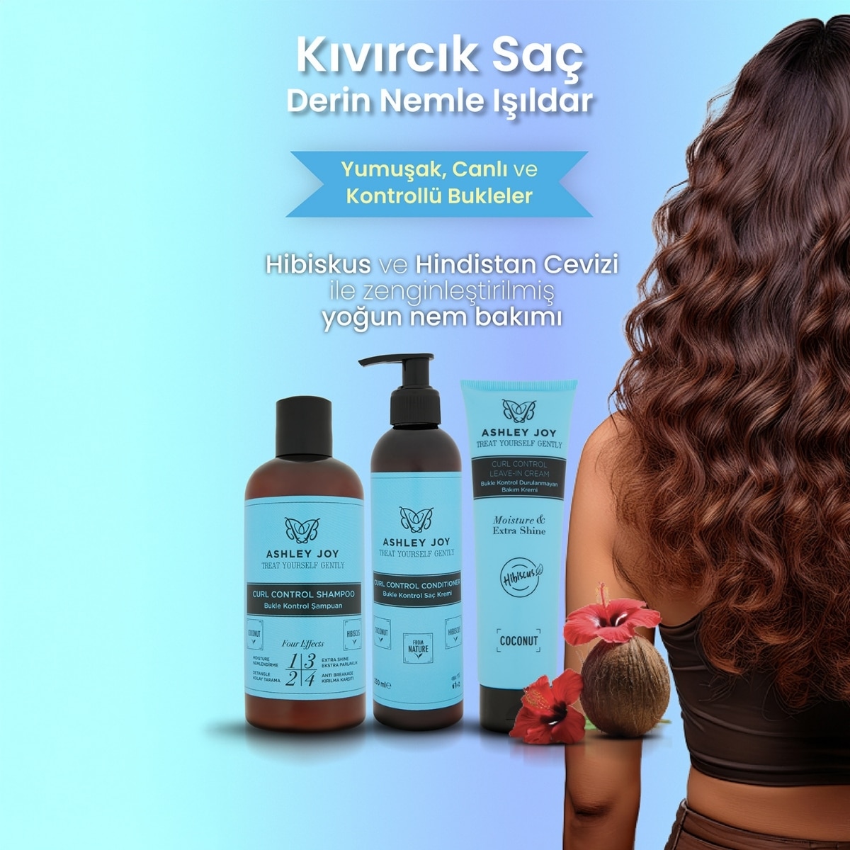  ASHLEY JOY ASHLEY JOY Ashley Joy Bukle Belirginleştirici Kıvırcık ve Dalgalı Saçlara Özel Durulanmayan Bakım Kremi 150 ml  1 of 6 