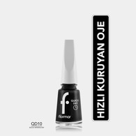  FLORMAR FLORMAR Flormar Quick Dry Hızlı Kuruyan İnce Yapılı & Parlak Bitişli Oje No: QD 10 Black Minimalism 