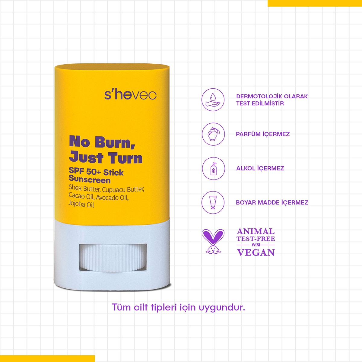  SHE VEC SHE VEC She Vec No Burn Just Turn Stick Güneş Kremi SPF50 15 g  1 of 5 