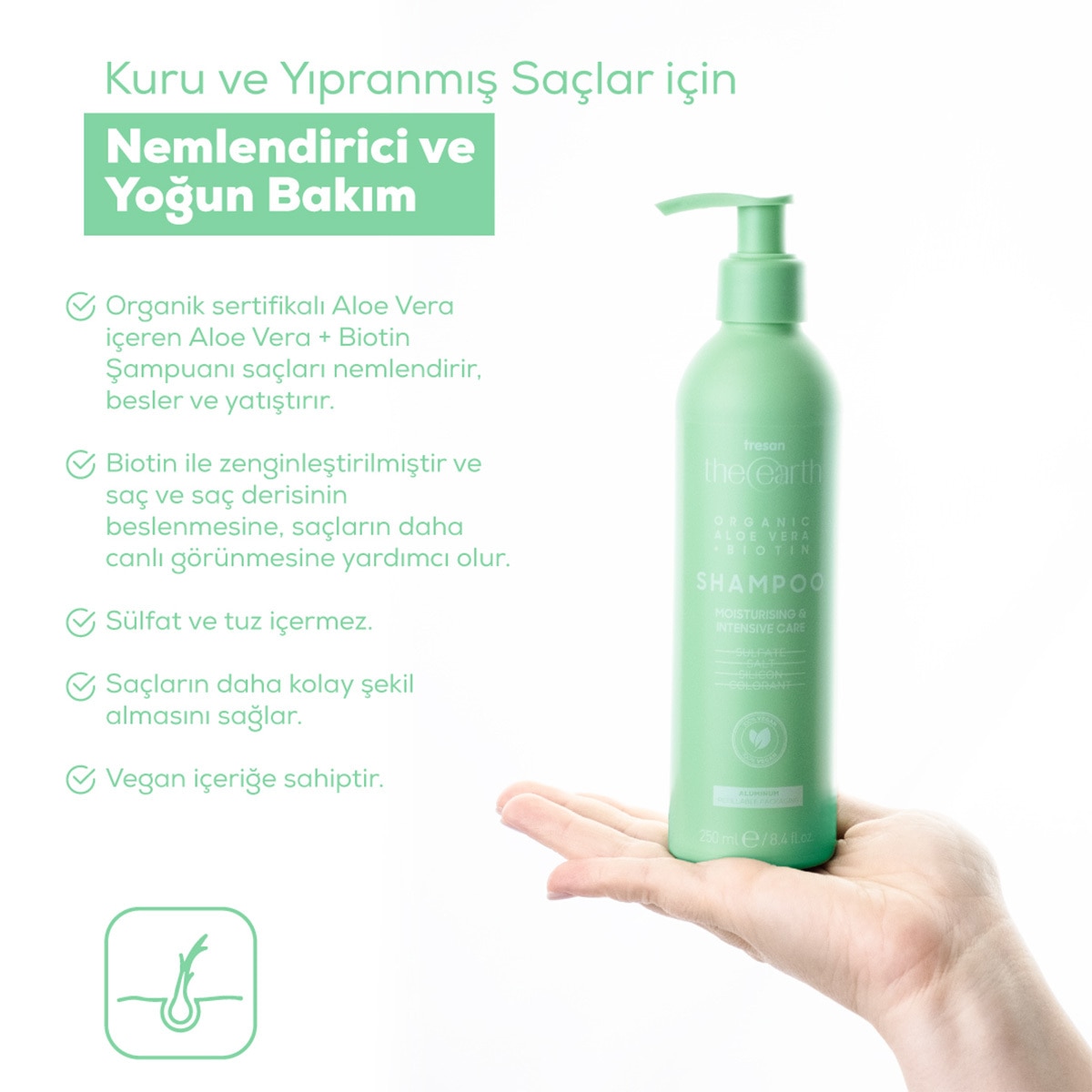 TRESAN THE EARTH TRESAN THE EARTH Tresan The Earth Şampuan Aloe Vera&Biotin 250 ml 1 of 8