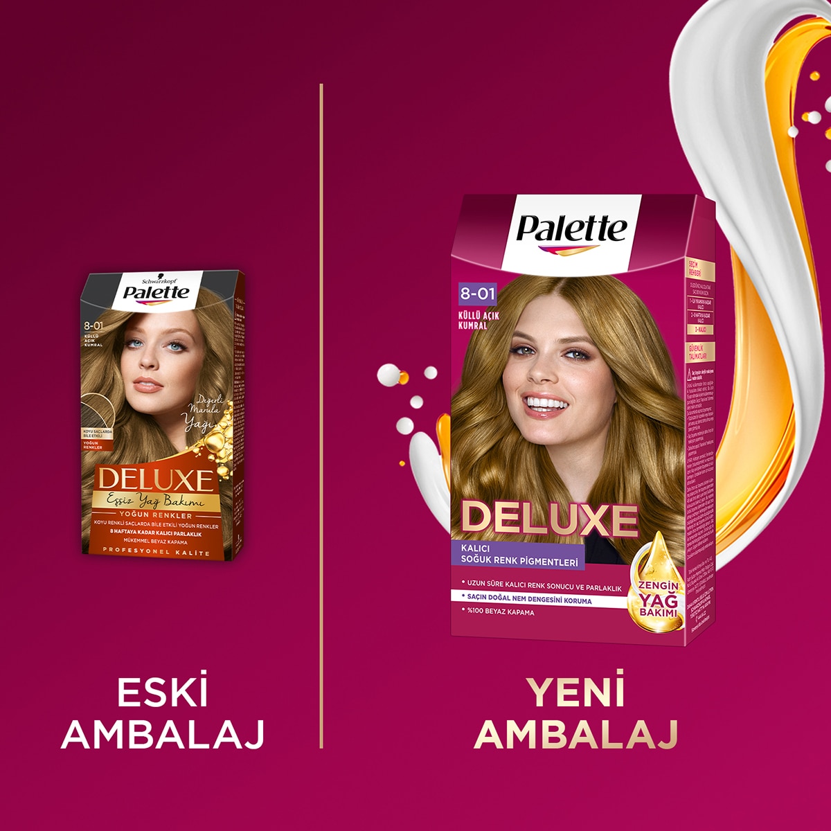 PALETTE PALETTE Palette Deluxe Yoğun Renkler Saç Boyası 8-01 Küllü Açık Kumral 1 of 11