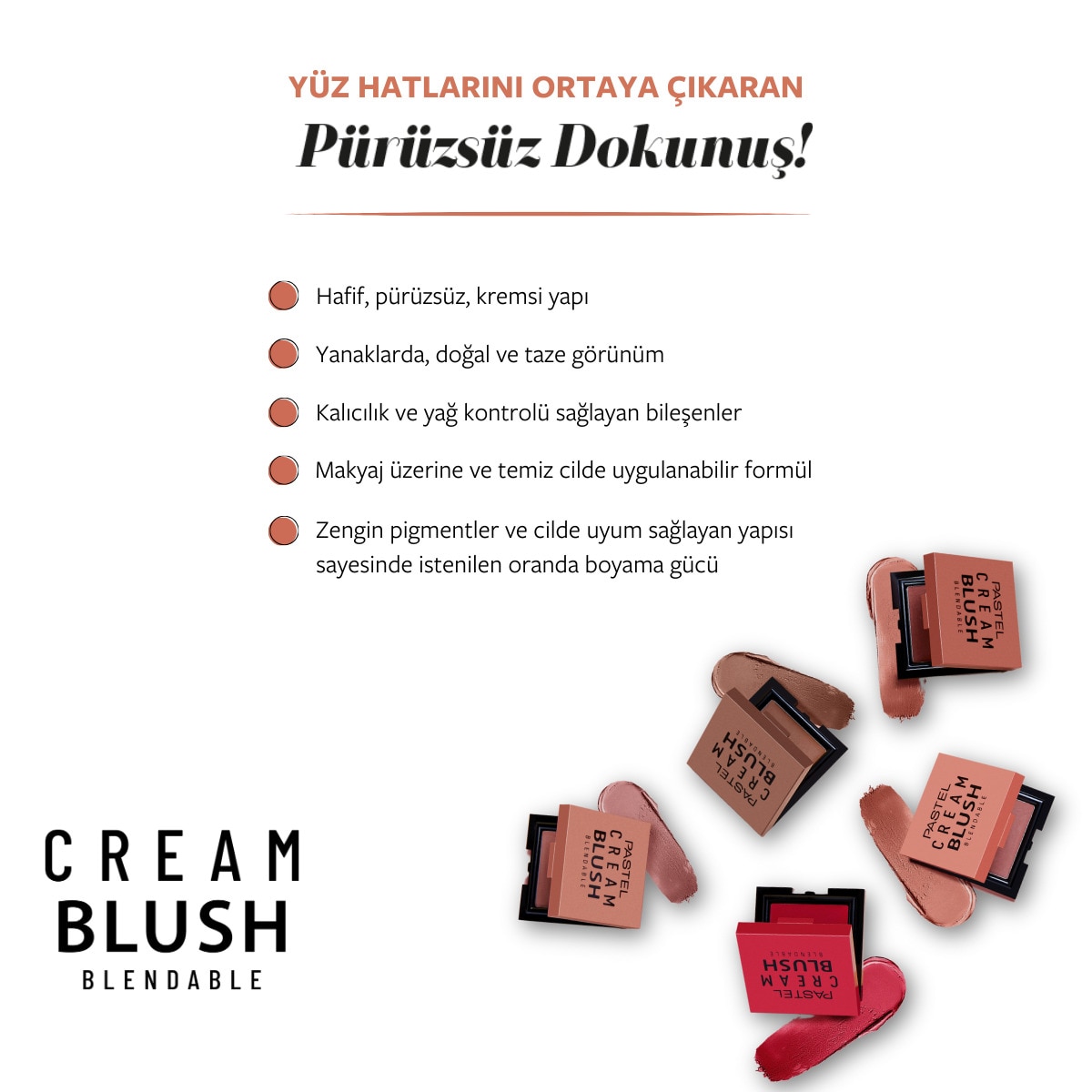  PASTEL PASTEL Pastel Cream Blush Krem Allık 47 Peachy  1 of 7 
