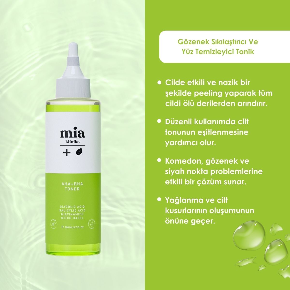  MIA KLINIKA MIA KLINIKA Mia Klinika Gözenek Sıkılaştırıcı Tonik 200 ml  1 of 4 