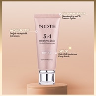Note Cosmetique 3 in 1 Healthy Skin Light Tinted Moisturizer SPF 50 Renk Ton Eşitleyici Aydınlatıcı Krem 00 Açık Ton
