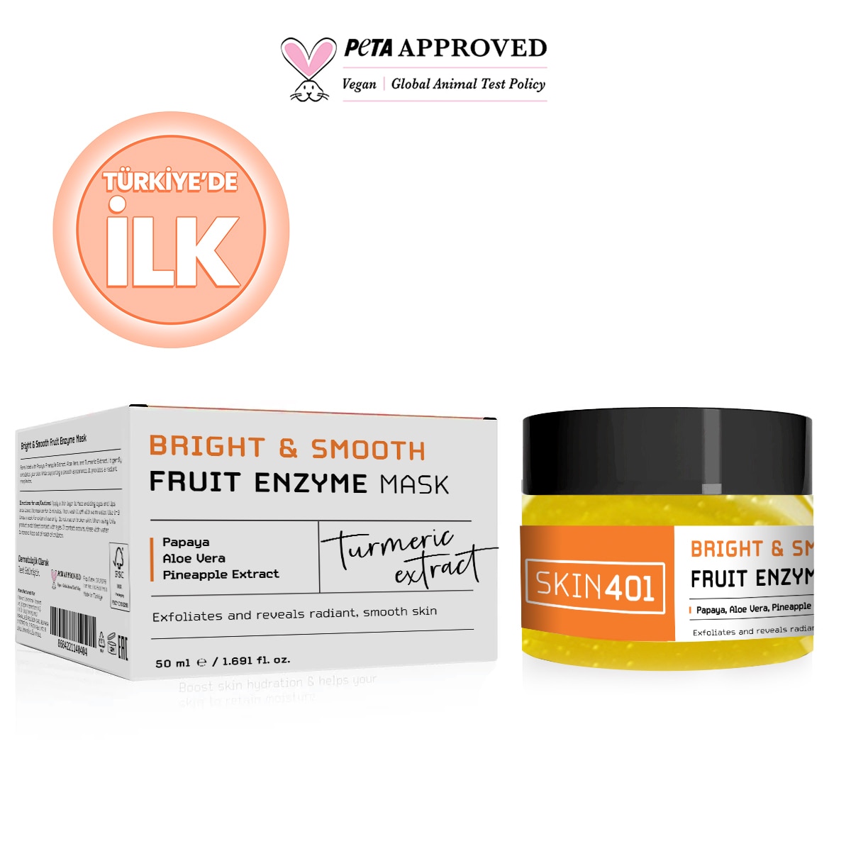  SKIN401 SKIN401 Skin401 Aydınlatıcı ve Pürüzsüzleştirici Meyve Enzim Jel Maskesi 100 ml  1 of 4 