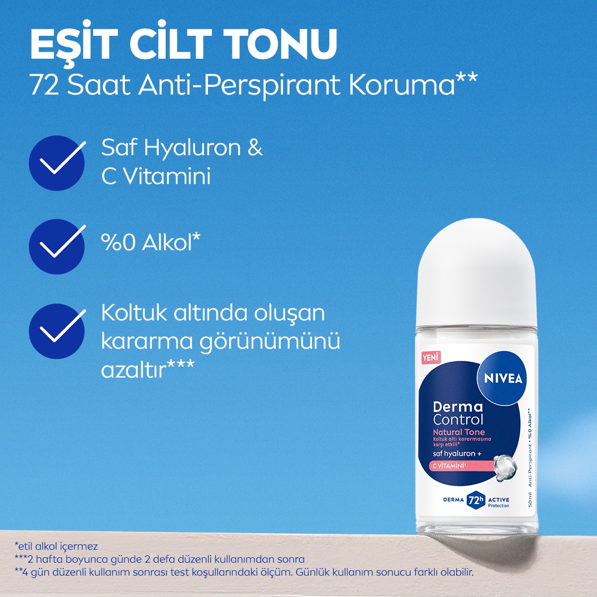 NIVEA NIVEA DEO Nivea Derma Control Natural Tone Hyaluronik Asit, C Vitamini Kadın Roll On 50 ml  1 of 6 