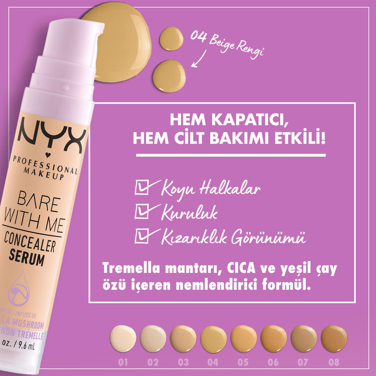 NYX NYX Nyx Professional Makeup Bare With Me Kapatıcı Serum 04 Beige 1 of 5
