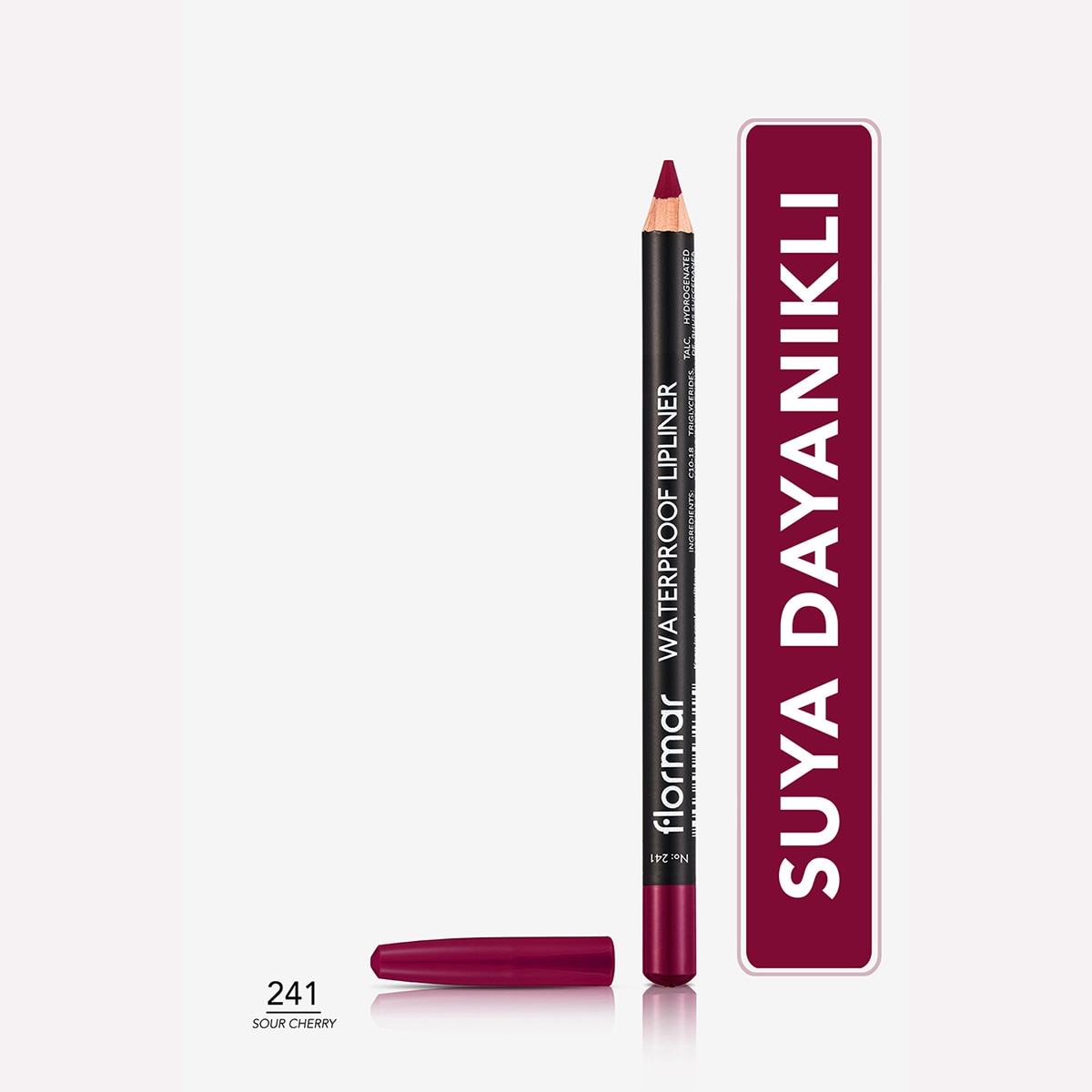 FLORMAR FLORMAR Flormar Yüksek Pigmentli & Mat Bitişli Suya Dayanıklı Dudak Kalemi No: 241 Sour Cherry 1 of 5