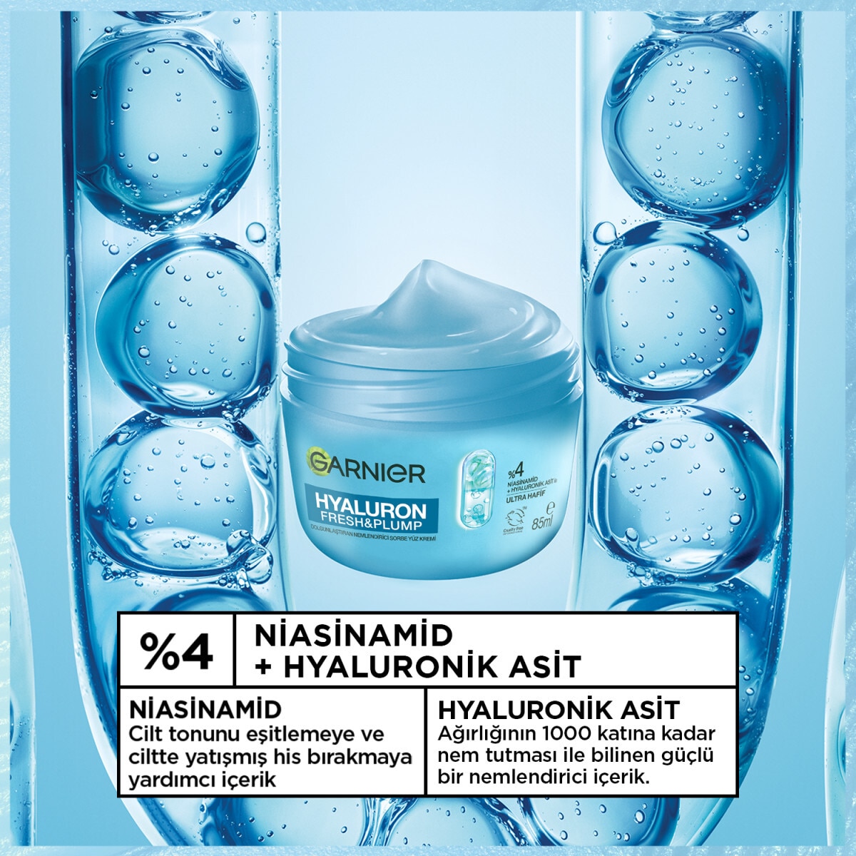  GARNIER GARNIER Garnier Hyaluron Fresh & Plump Sorbe Yüz Kremi 85 ml  1 of 9 