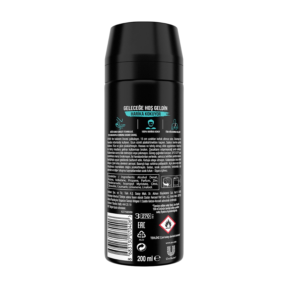  AXE AXE Axe Erkek Sprey Deodorant Apollo 48 Saat Etkileyici Koku 200 ml  1 of 8 