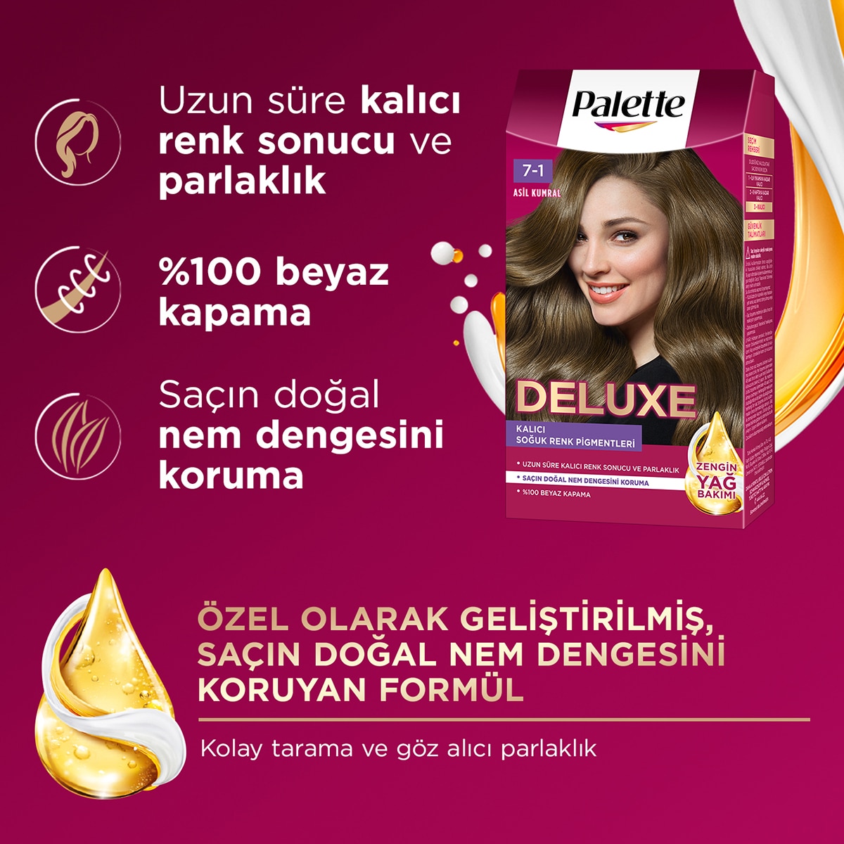  PALETTE PALETTE Palette Deluxe Yoğun Renkler Saç Boyası 7-1 Asil Kumral  1 of 11 