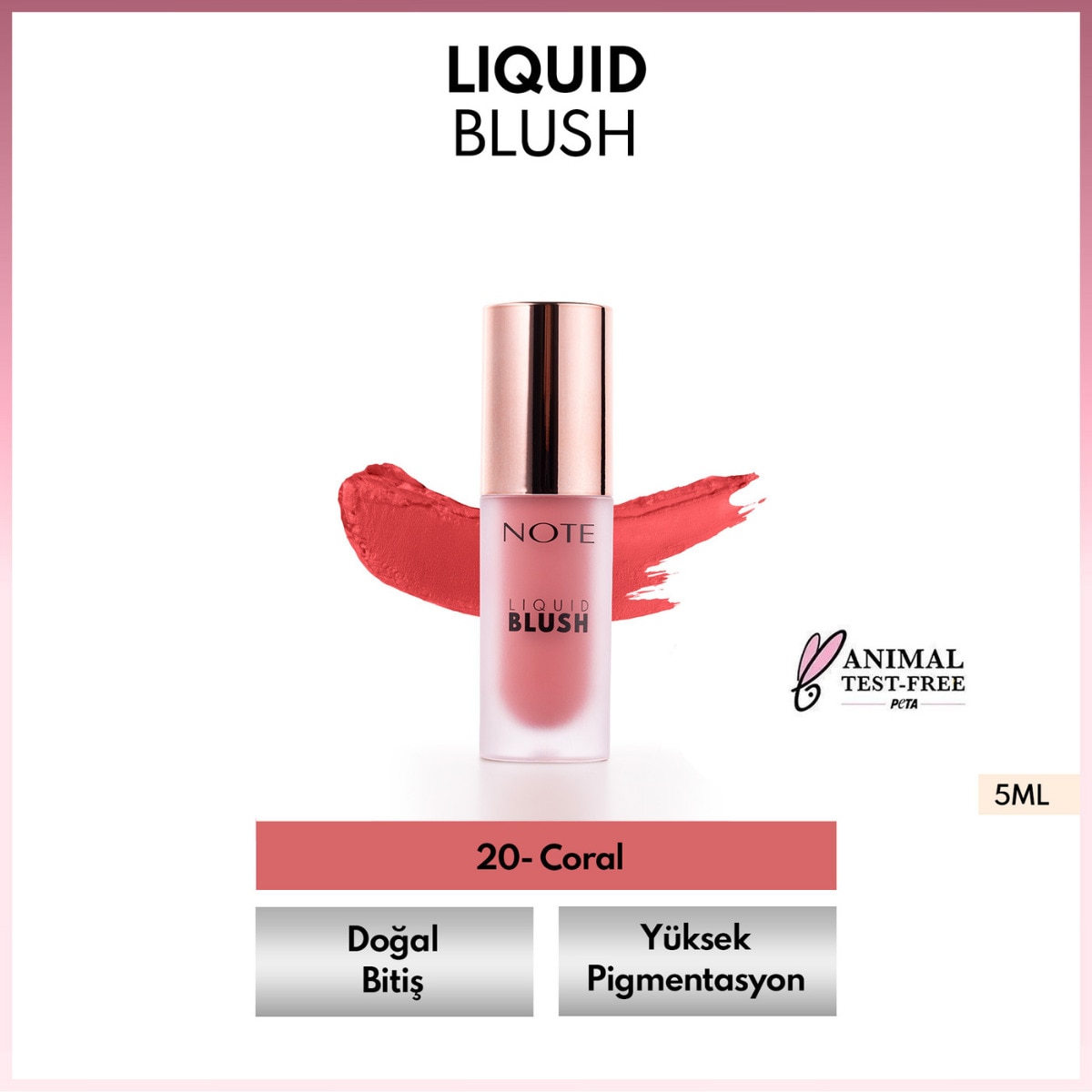 NOTE NOTE Note Nemlendirici Etkili Işıltılı Likit Allık 20 Coral 1 of 4