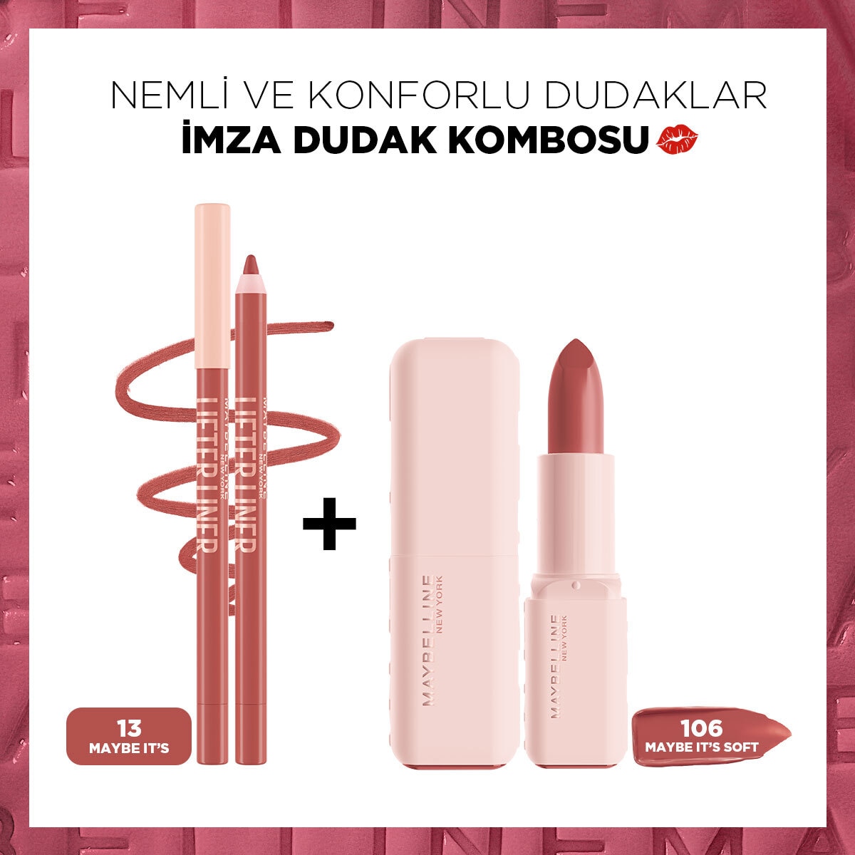 undefined MAYBELLINE EXC. Maybelline Serum Ruj 106 & Lifter Liner Dudak Kalemi 013 Combo Set 1 of 2