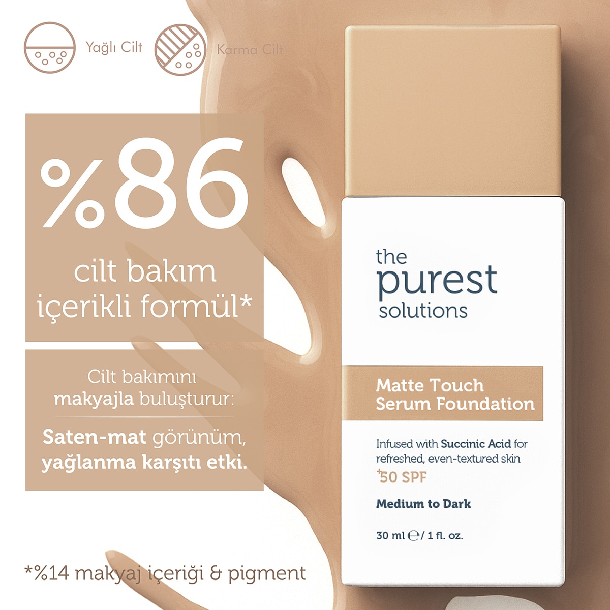  undefined THE PUREST SOLUTIONS EXC. The Purest Solutions Mat Serum Fondöten Medium 30 ml  1 of 9 