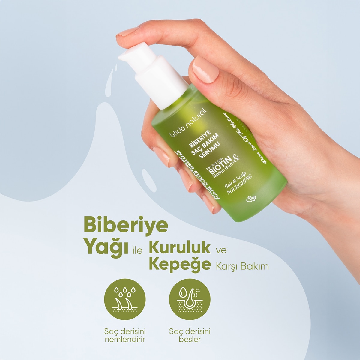  BADE NATURAL BADE NATURAL Bade Natural Saç Serumu Biberiye Dökülme Karşıtı 50 ml  1 of 7 