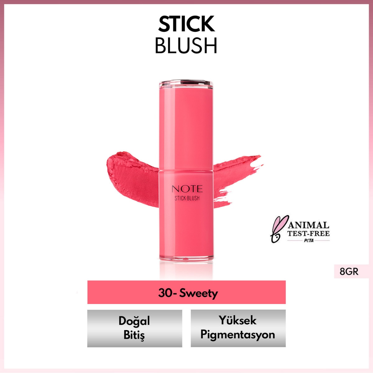 NOTE NOTE Note Nemlendirici Yumuşak Stick Allık 30 Sweety 1 of 4
