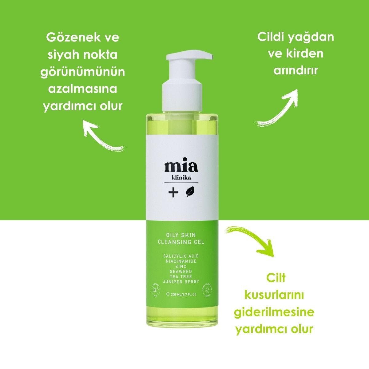  MIA KLINIKA MIA KLINIKA Mia Klinika Yağlı Cilt Yüz Temizleme Jeli 200 ml  1 of 4 