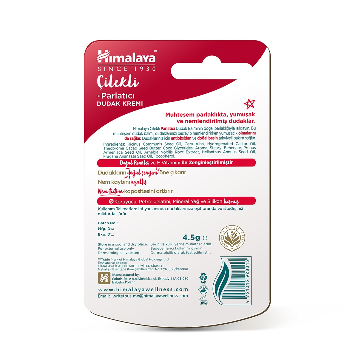  HİMALAYA HİMALAYA Himalaya&nbsp;Çilek Dudak Bakım Kremi 4.5 g  1 of 2 