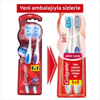 Colgate 360 Optik Beyaz Beyazlatıcı Orta Diş Fırçası 1+1